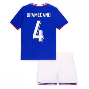 Fotbalové Dres Francie Dayot Upamecano #4 Dětské Domácí Oblečení ME 2024 Krátký Rukáv (+ trenýrky)